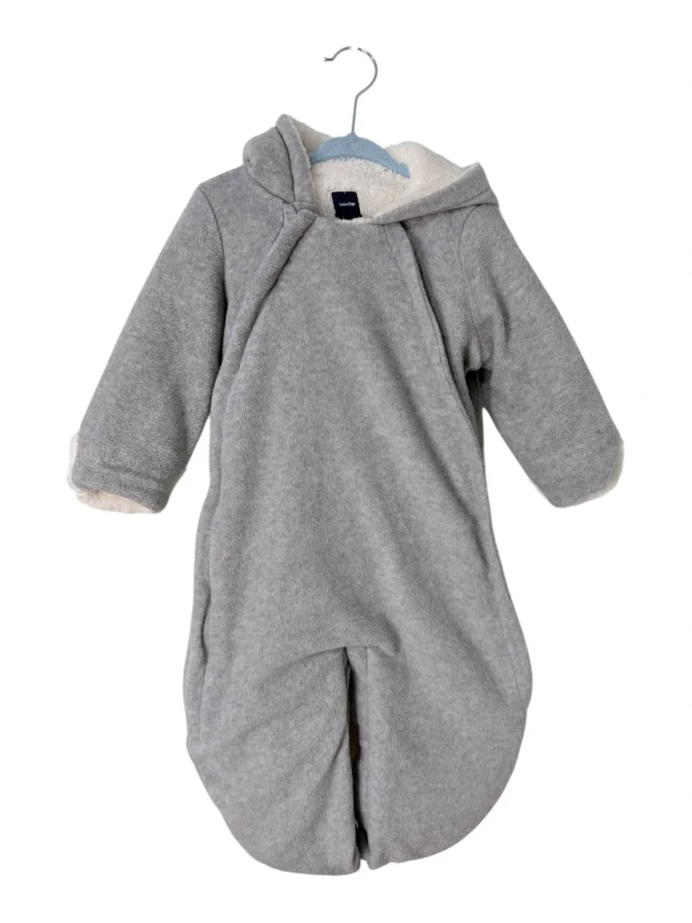 Baby Gap Gray Sherpa Bunting Snowsuit Bear Ears Hood 6-12 Months Winter Coat